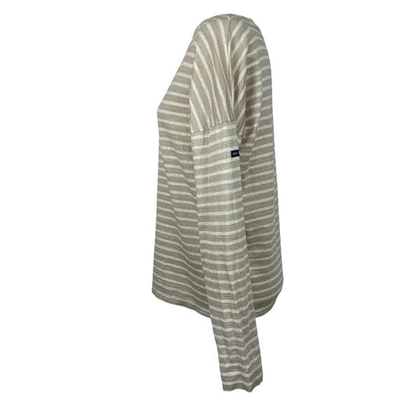 Jenni Kayne Saint James Top Women Small Oatmeal Striped Linen Rue Tee Preppy - Picture 3 of 16
